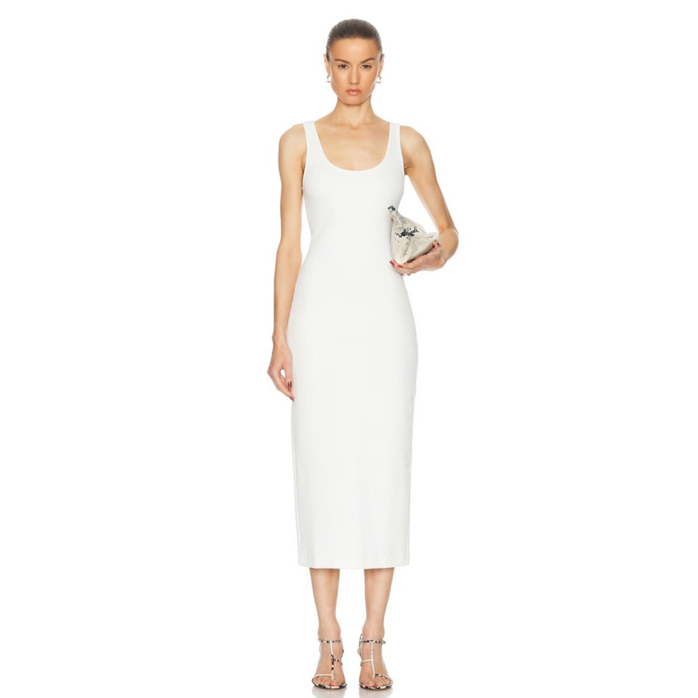 Enza Costa textured knit tank dress in off white